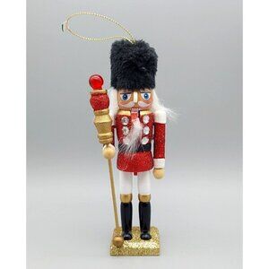 Large Wooden Christmas Tree Ornament 6" Nutcracker Soldier Glitter Moves